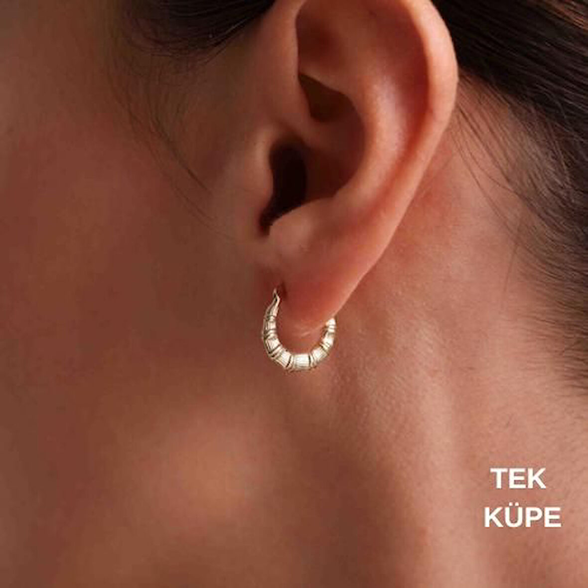 14 Ayar Altın Mini Tekli Deniz Atı Halka Küpe