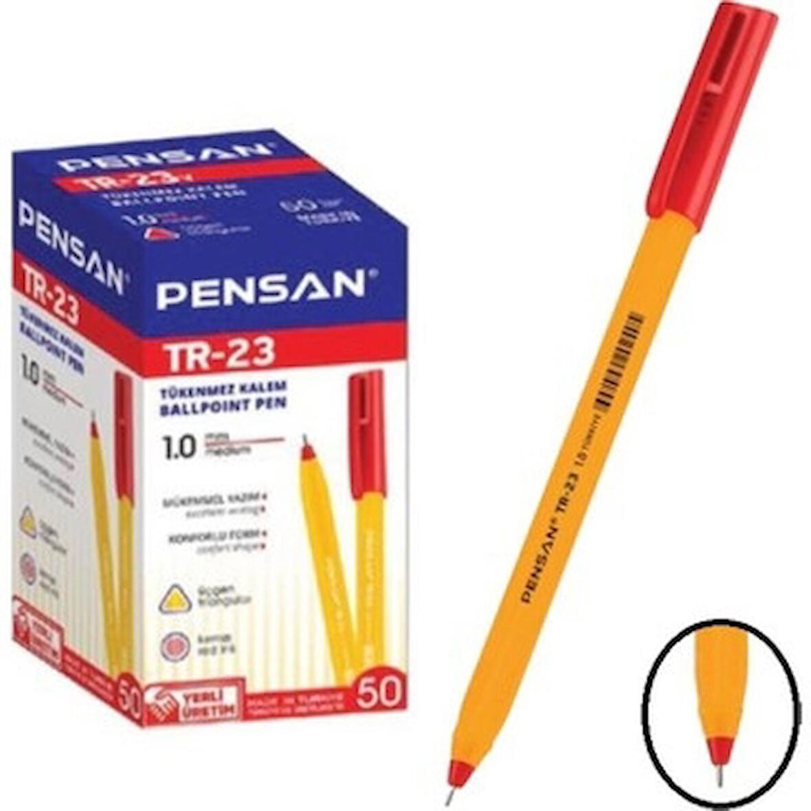 Pensan Tükenmez Kalem Üçgen Siyah 50 Li TR-23-50'Li Paket