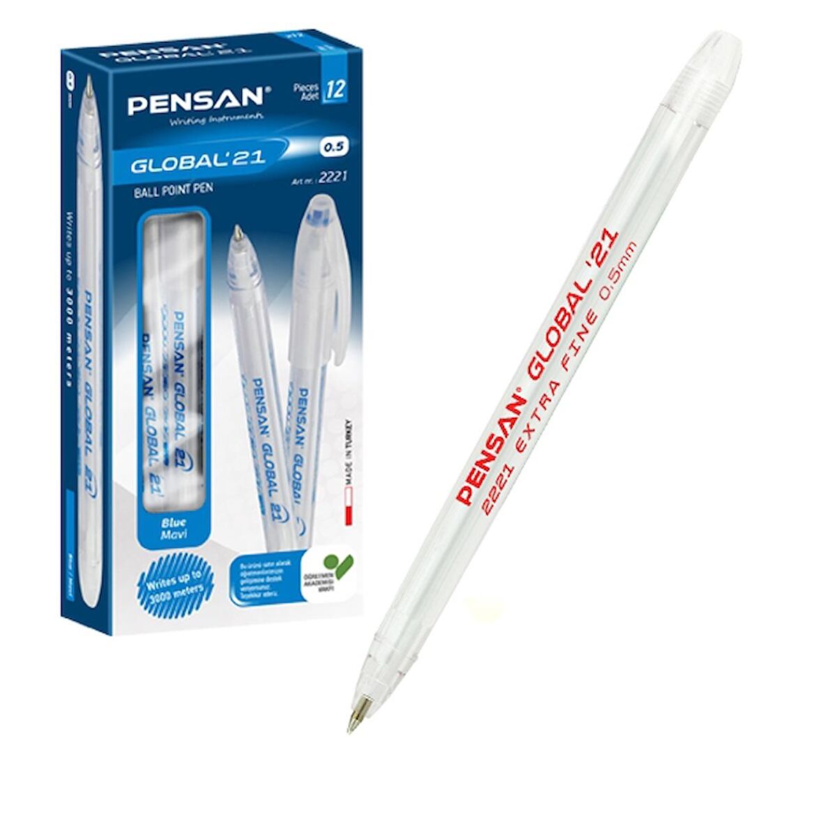 Pensan Global Tükenmez Kalem 0.5 mm Kırmızı 12 Adet