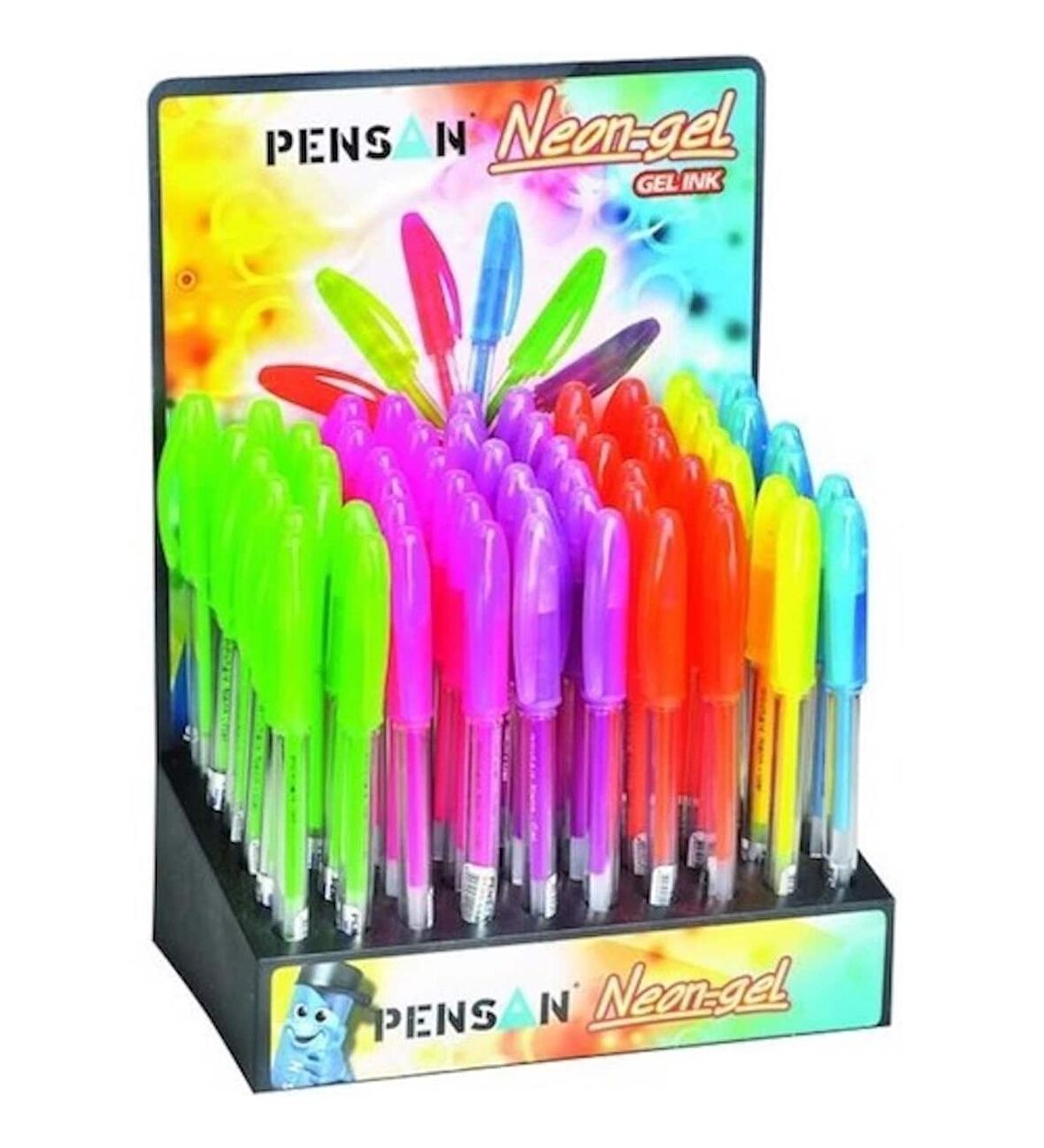 Pensan Tükenmez Kalem Jel Simli 1.0 MM 60 LI Renkli Stand 2280-60'Lı Paket