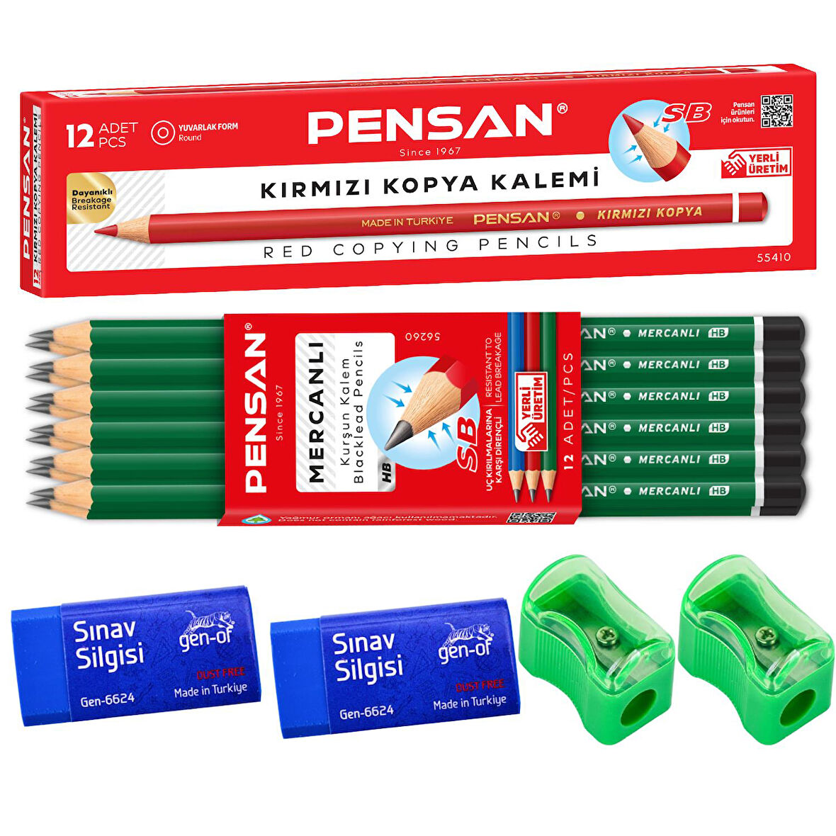 Pensan Kurşun Kalem Seti 28 Parça ( 2 Silgi + 2 Kalemtıraş )