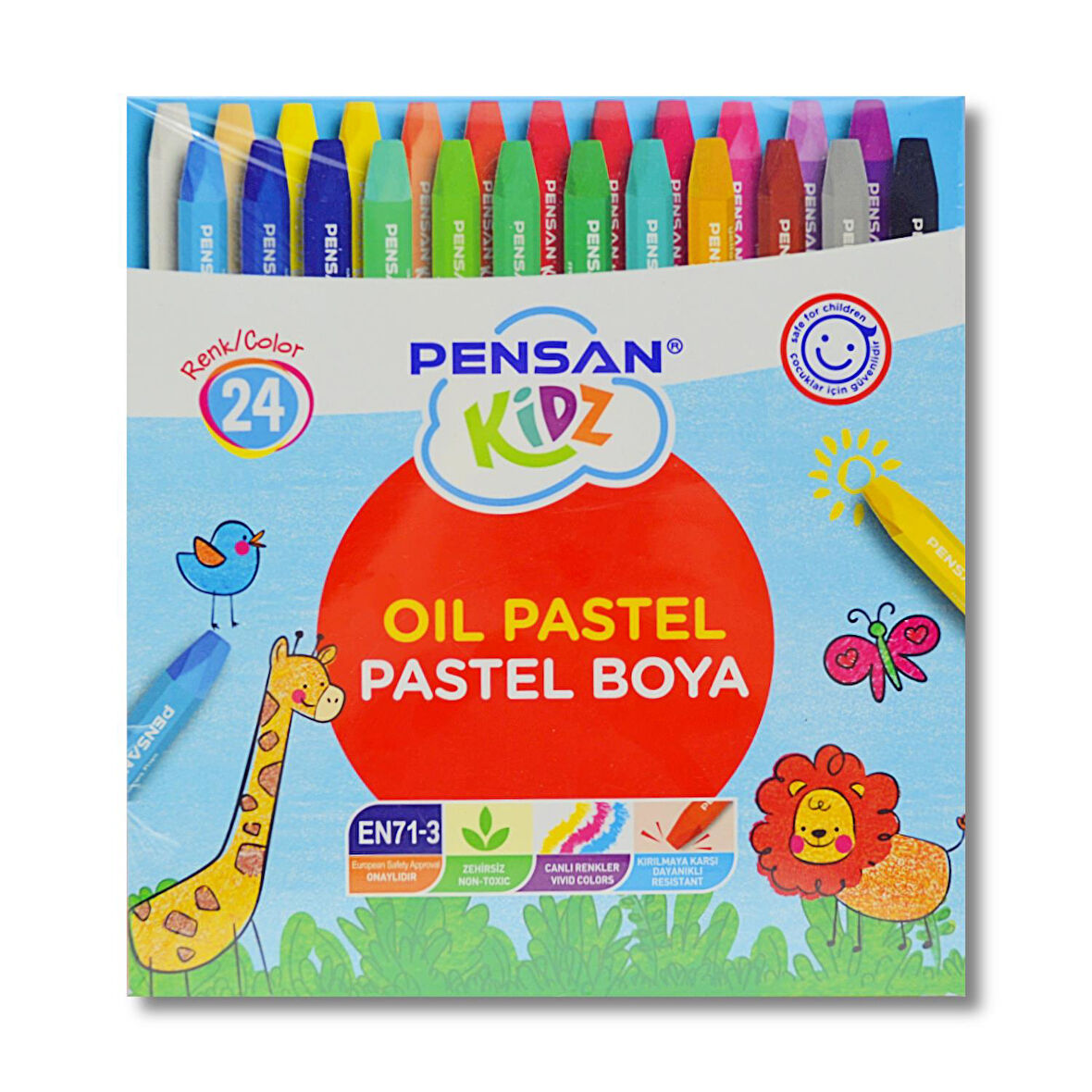 Pensan Kidz Karton Kutu Pastel Boya 24 Renk