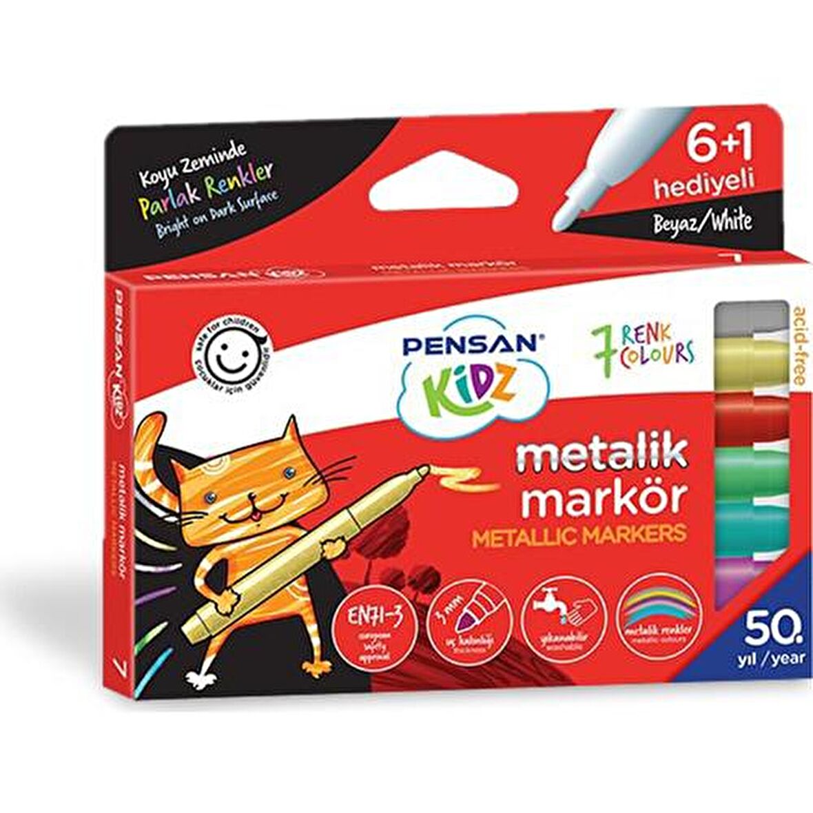 Pensan Kidz Temizlenebir 7 Renk Metalik Markör Kalem Pe99930Mrk8Rnk