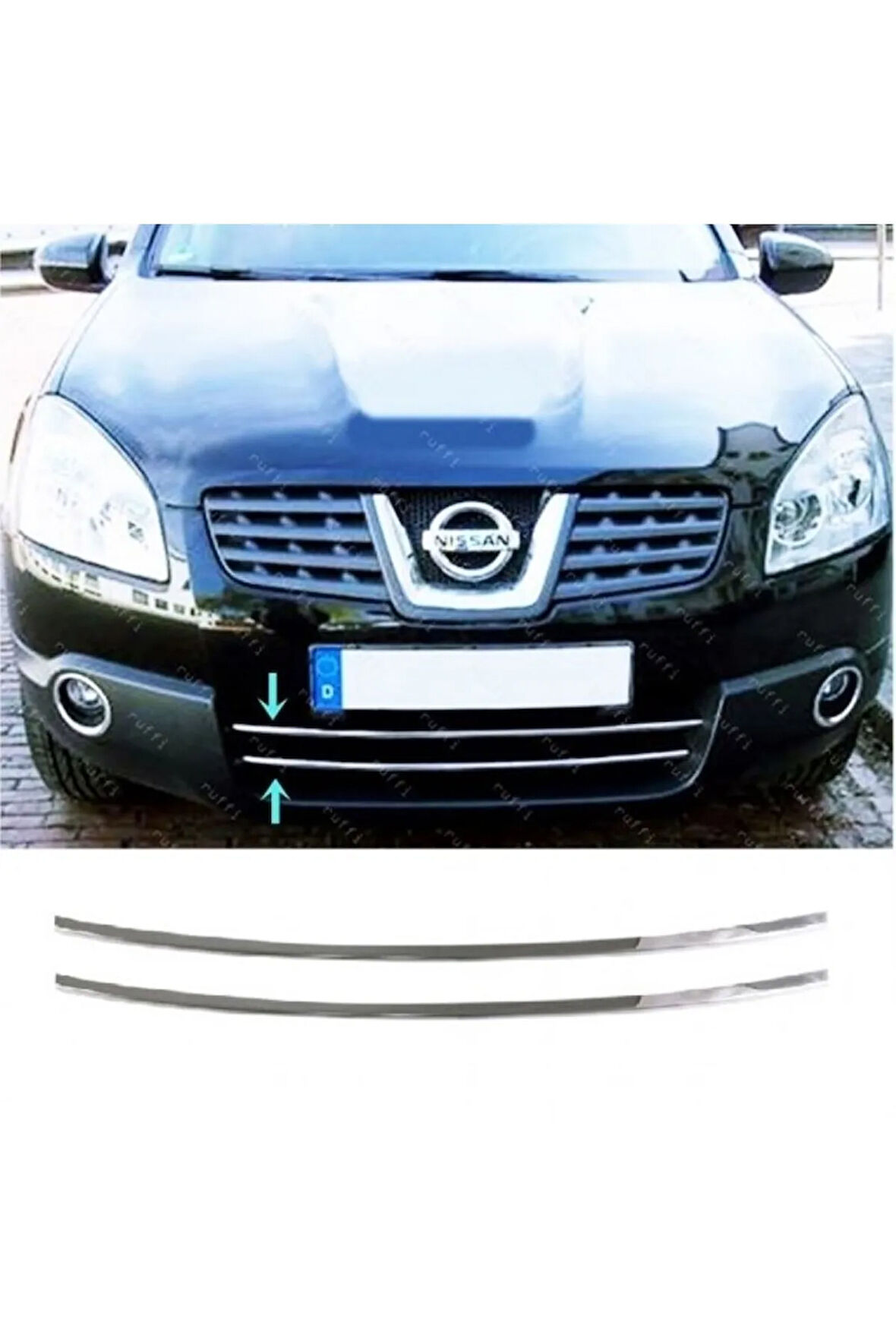 Nissan Qashqai Krom Alt Ön Panjur 2 Parça 2007-2010 P. Çelik