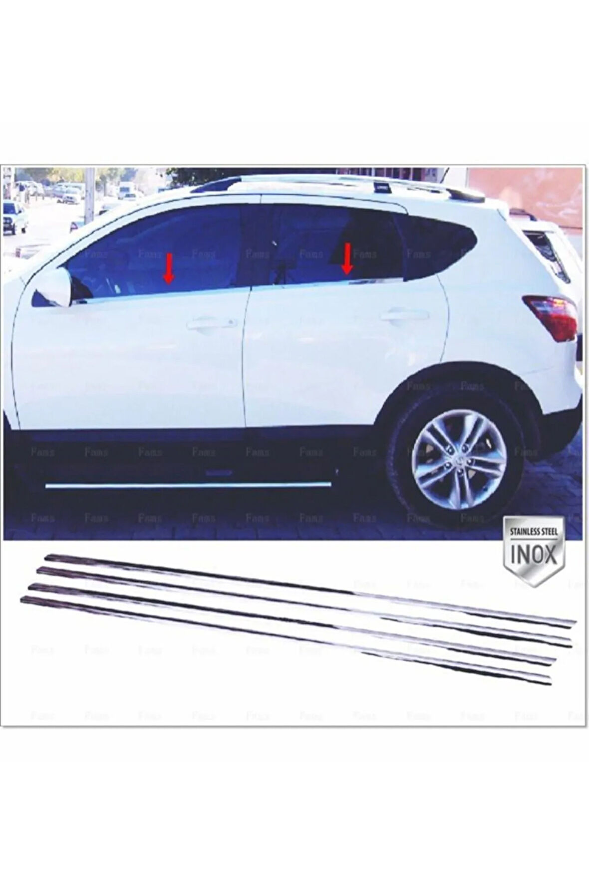 Nissan Qashqai Krom Cam Çıtası 4 Prç. 2007-2010 P. Çelik uyumlu