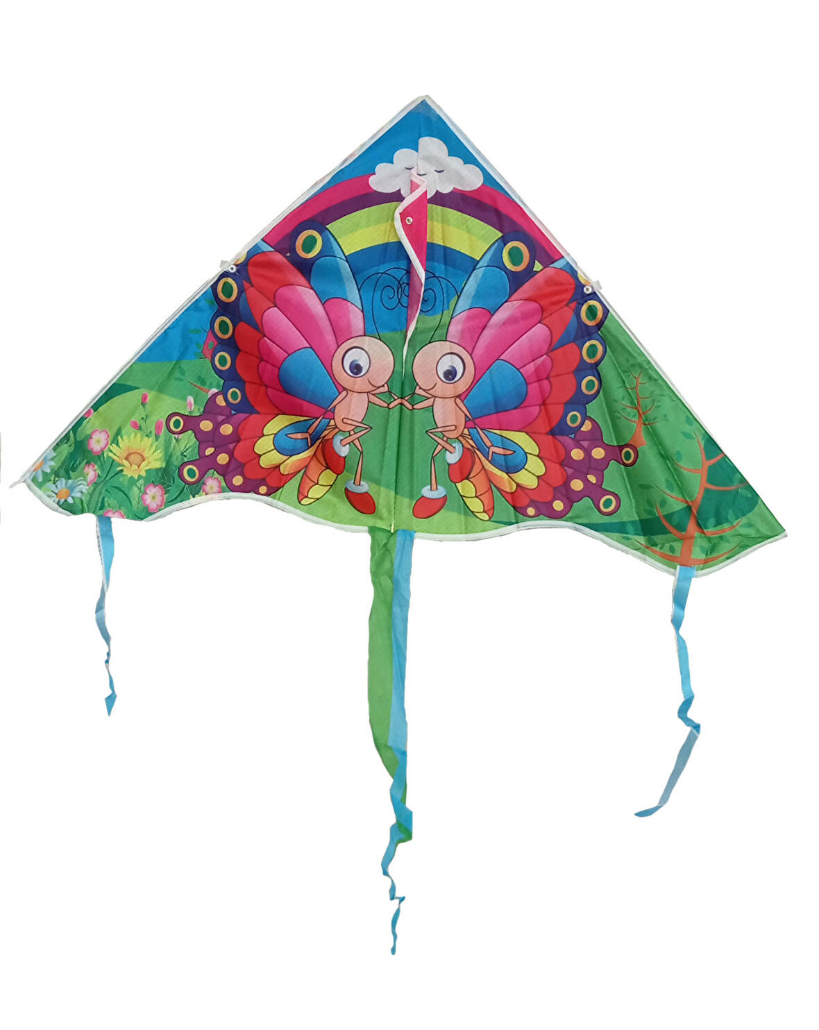 Kelebek Desenli Çocuk Uçurtması 30 mt ip dahil 50x90 cm +50 cm Kuyruk