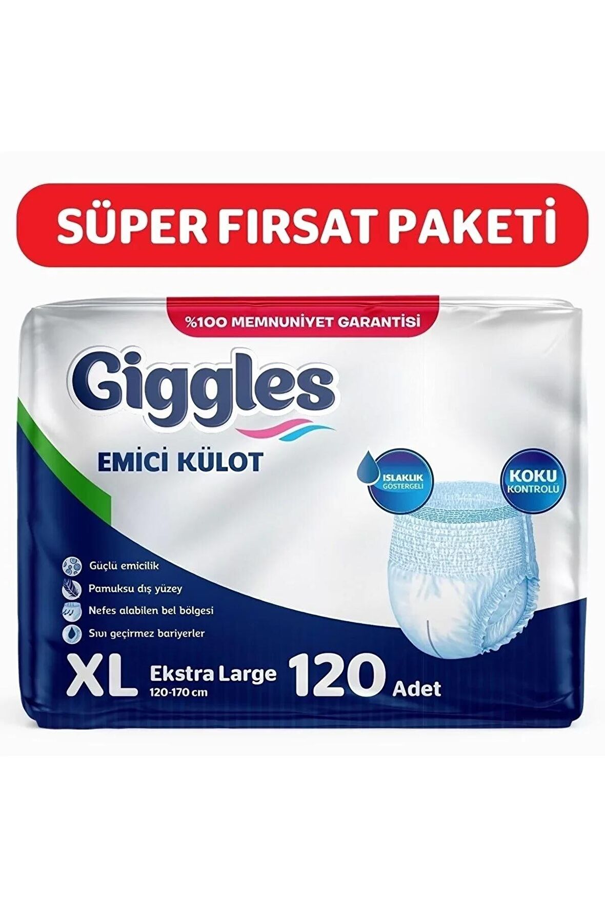 Yetişkin Emici Külot Ekstra Large 30'lu 4 Paket (120 Adet)