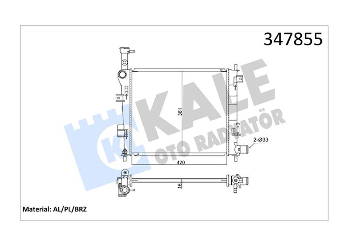 Kia Motor Su Radyatoru Kia Picanto 1.0 1.1 11> Manuel 420×358×16 - Kale 347855