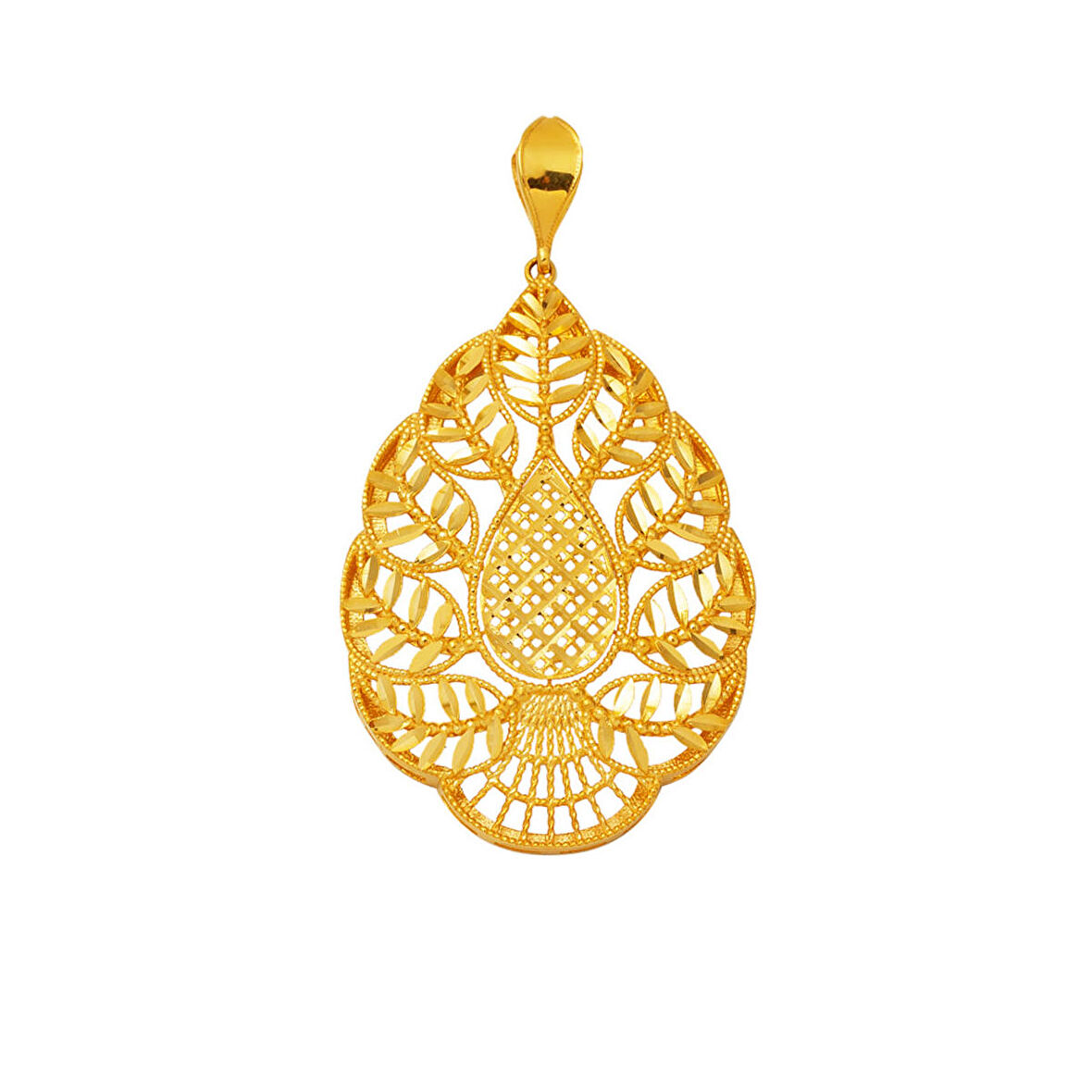 Yaprak Tasarım 22 Ayar Altın Kolye Ucu