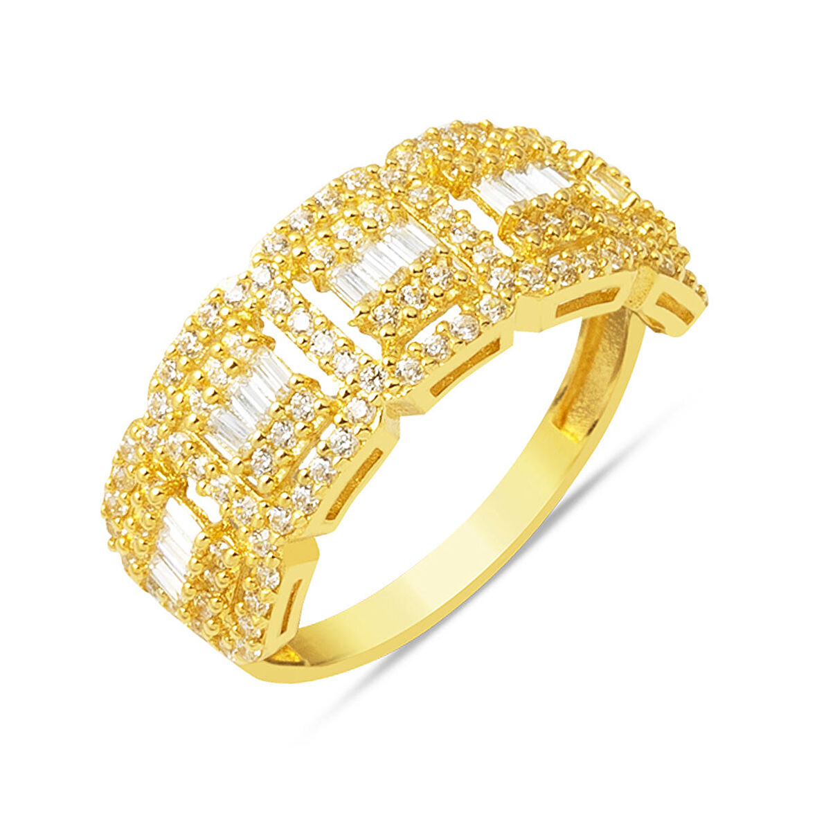 14 Ayar Altın Baget Beştaş Yüzük