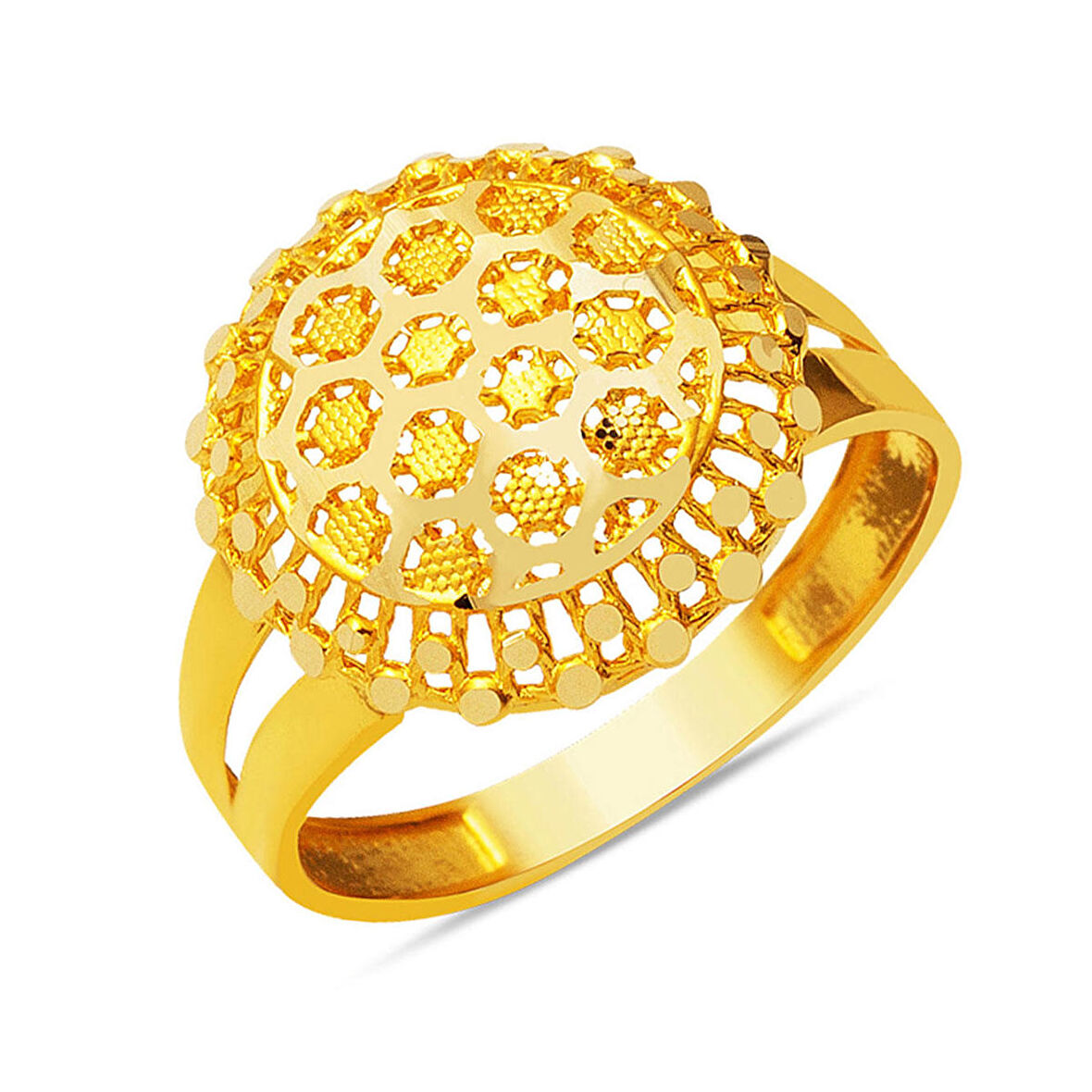 Petek Sarı Altın Yuvarlak Yüzük