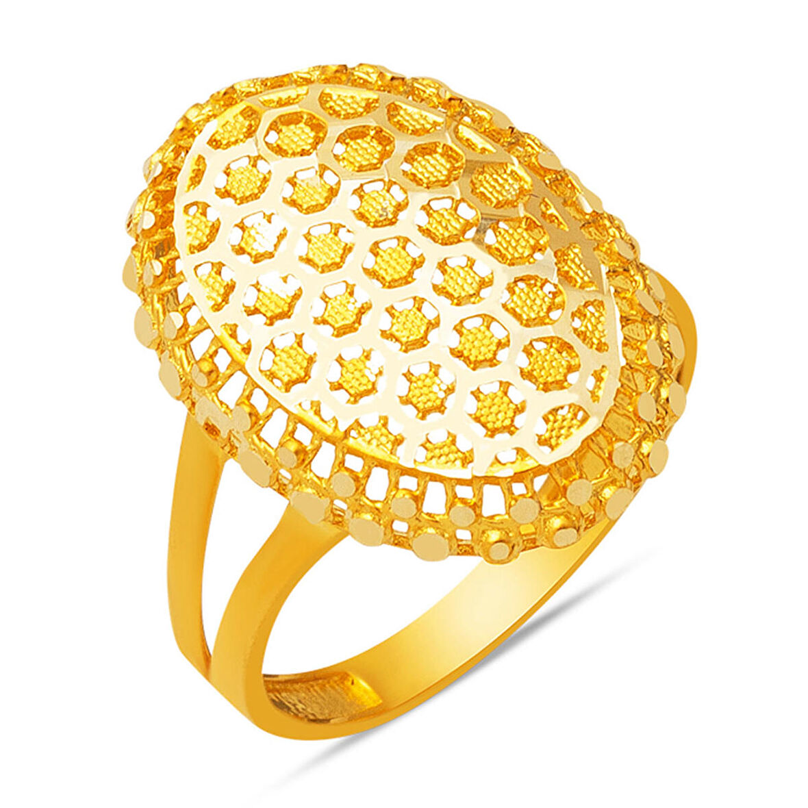 Petek Sarı Altın Elips Yüzük