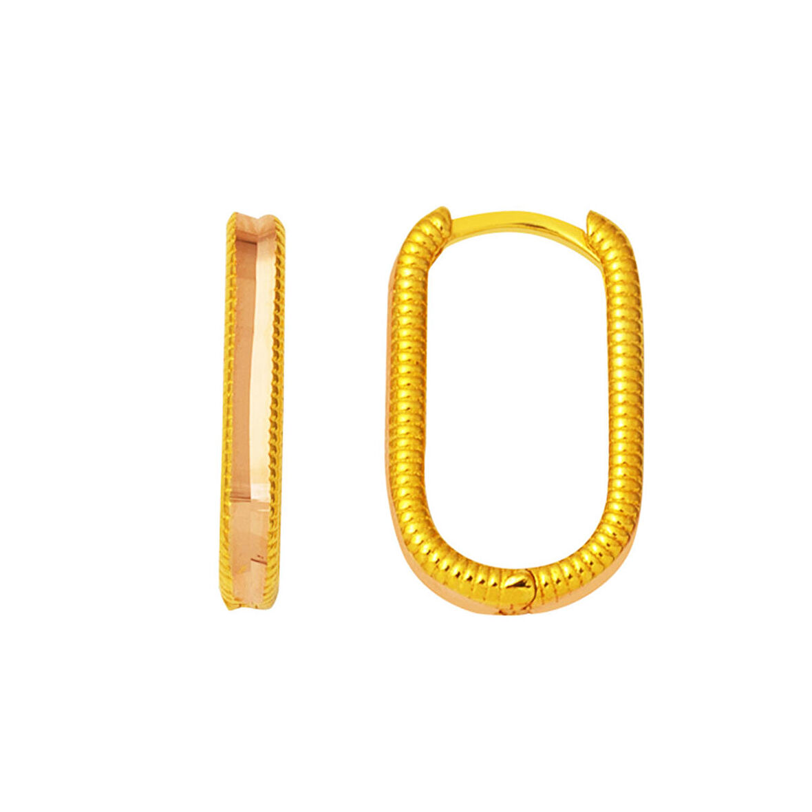 Oval Ajda 14 Ayar Altın Küpe