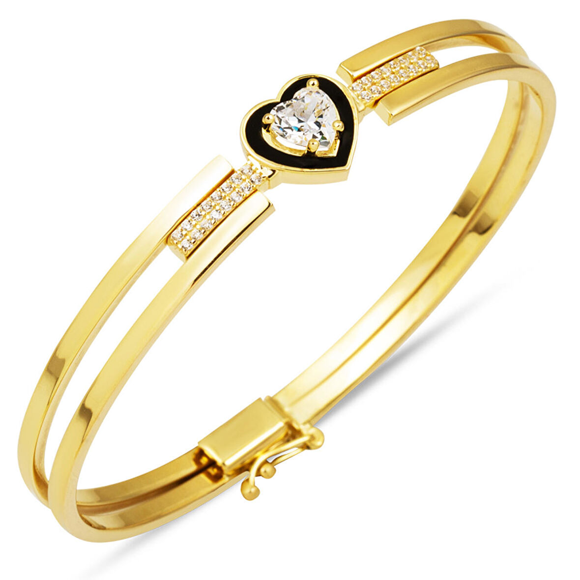 Kalpli Mineli Altın Kelepçe Bilezik