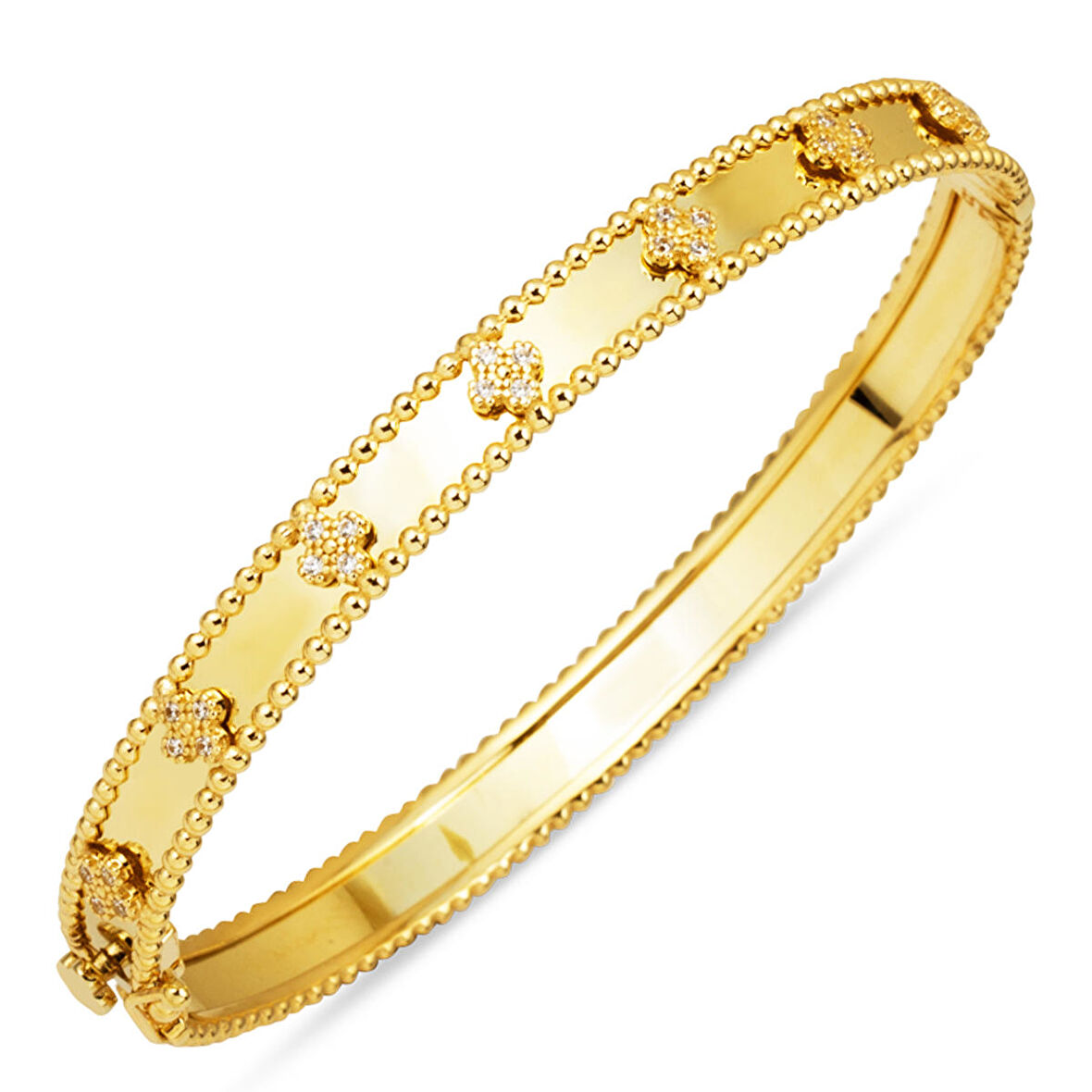 Yoncalı 14 Ayar Altın Kadın Kelepçe Bilezik