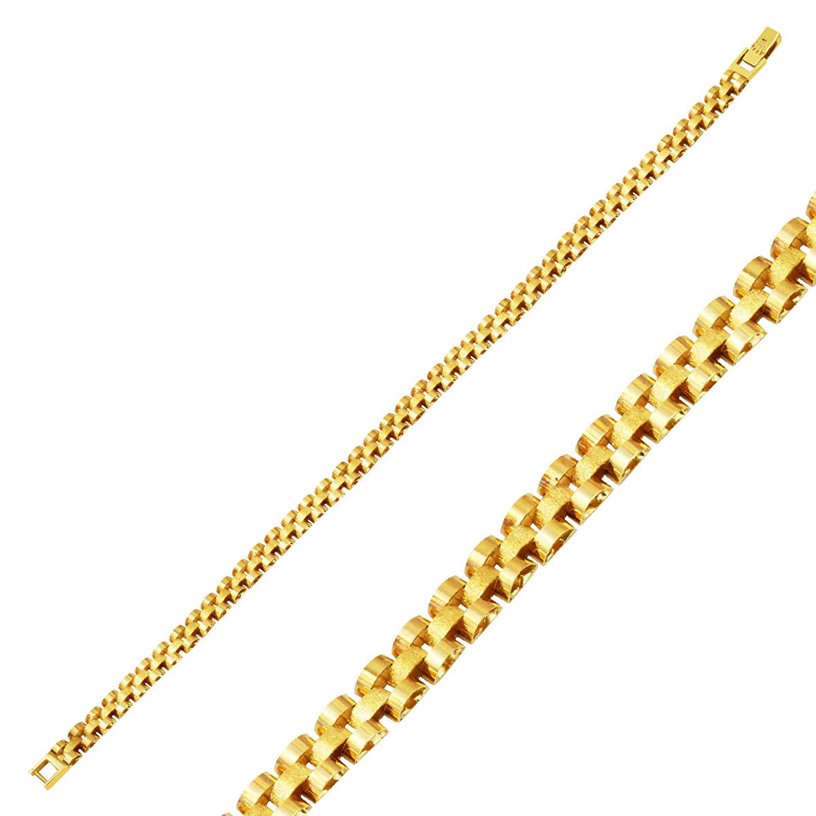 Rolex Model Unisex Altın Bileklik 14 Ayar