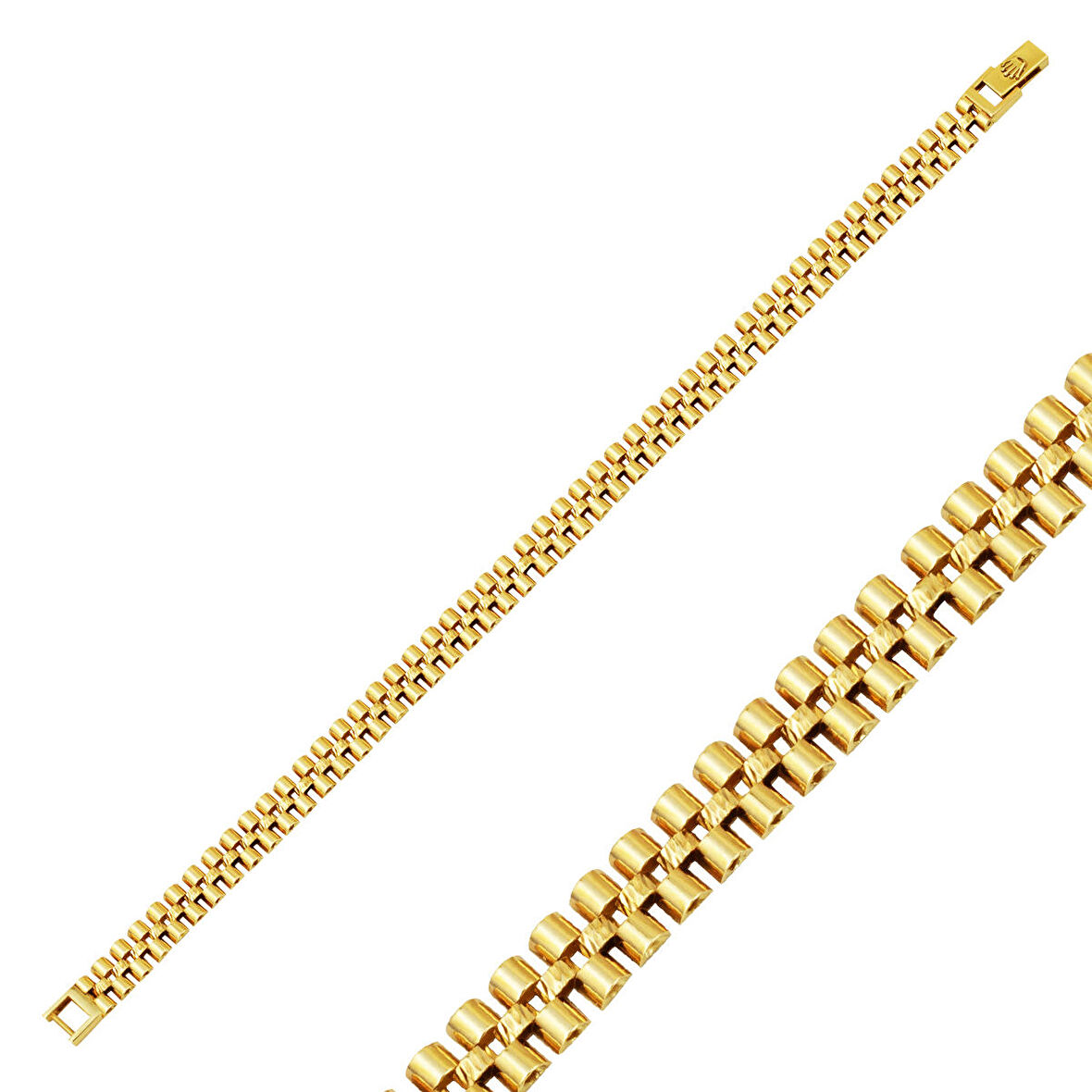 Işıltılı Rolex 14 Ayar Altın Künye