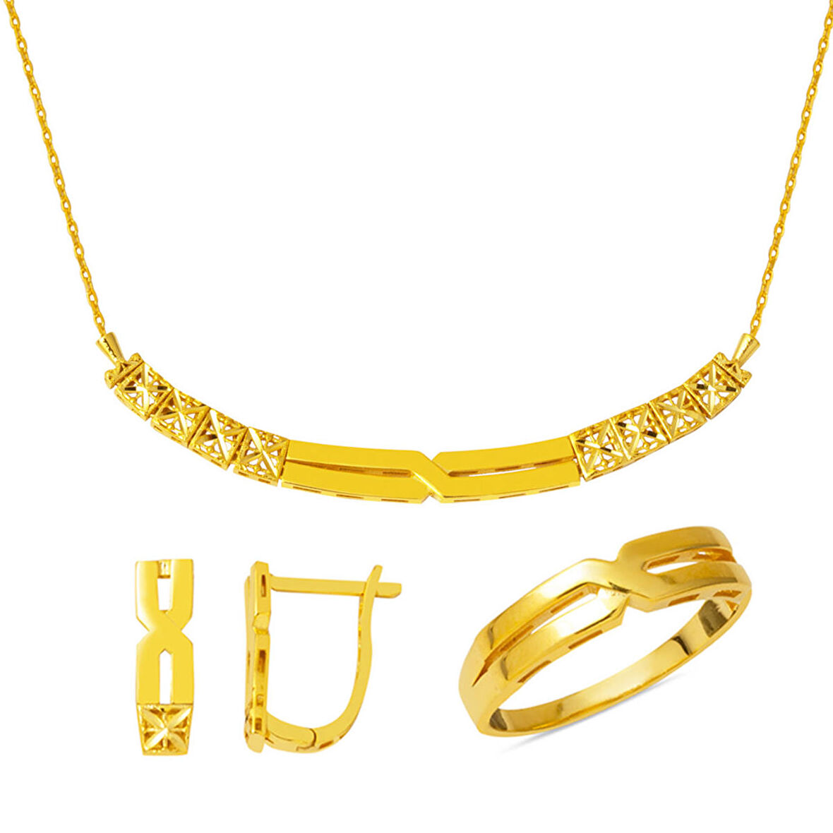 Kemer 22 Ayar Altın Üçlü Takı Seti