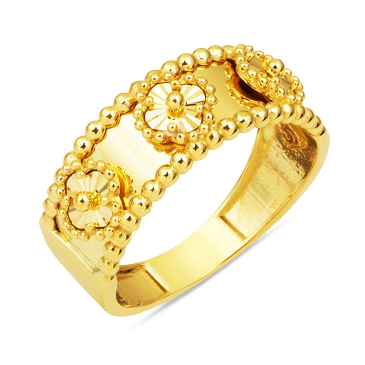 Yoncalı Taşsız Altın Yüzük 14 Ayar