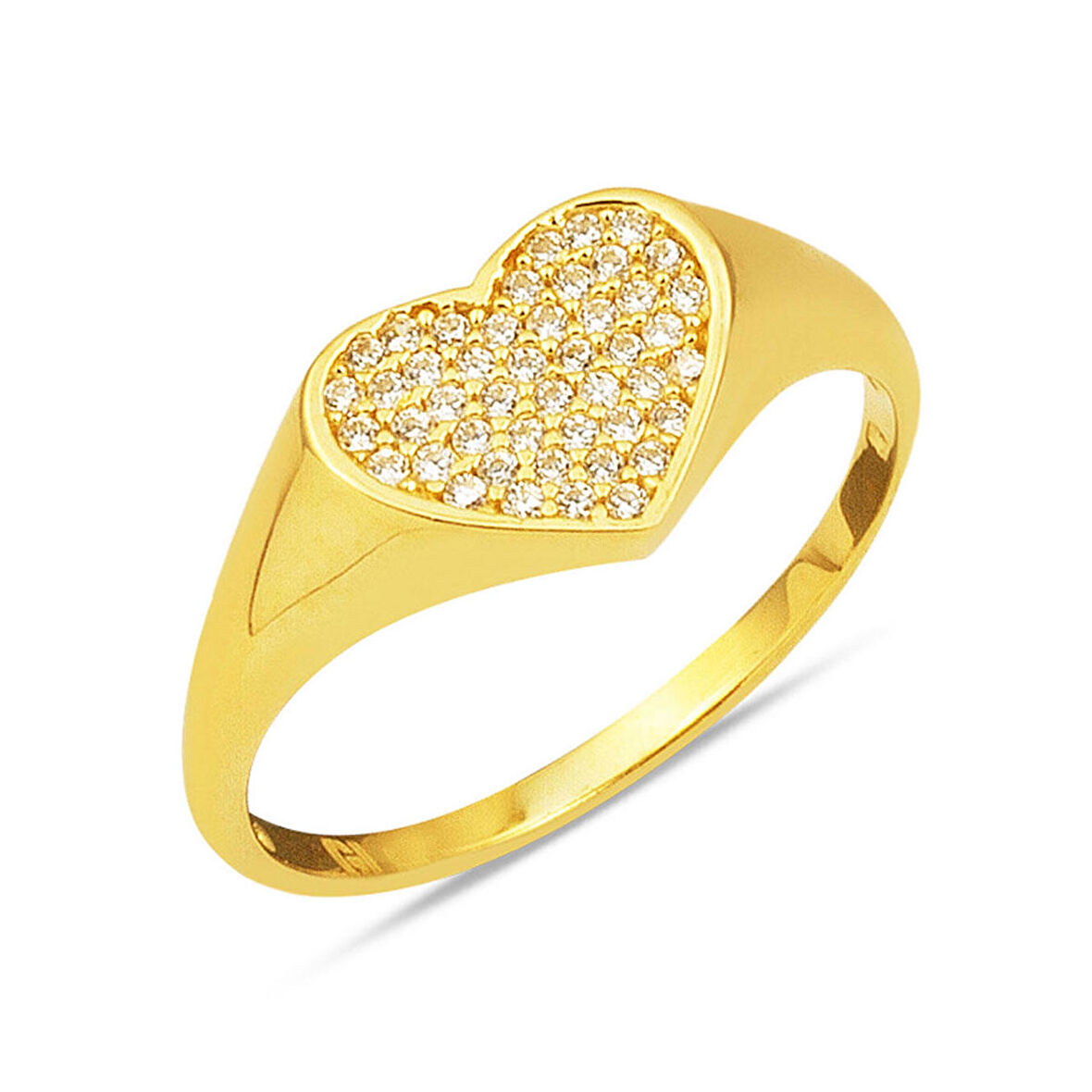 Sarı Altın Kalpli Yüzük