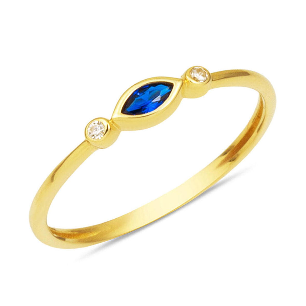 Lacivert Taşlı 14 Ayar Altın Markiz Yüzük