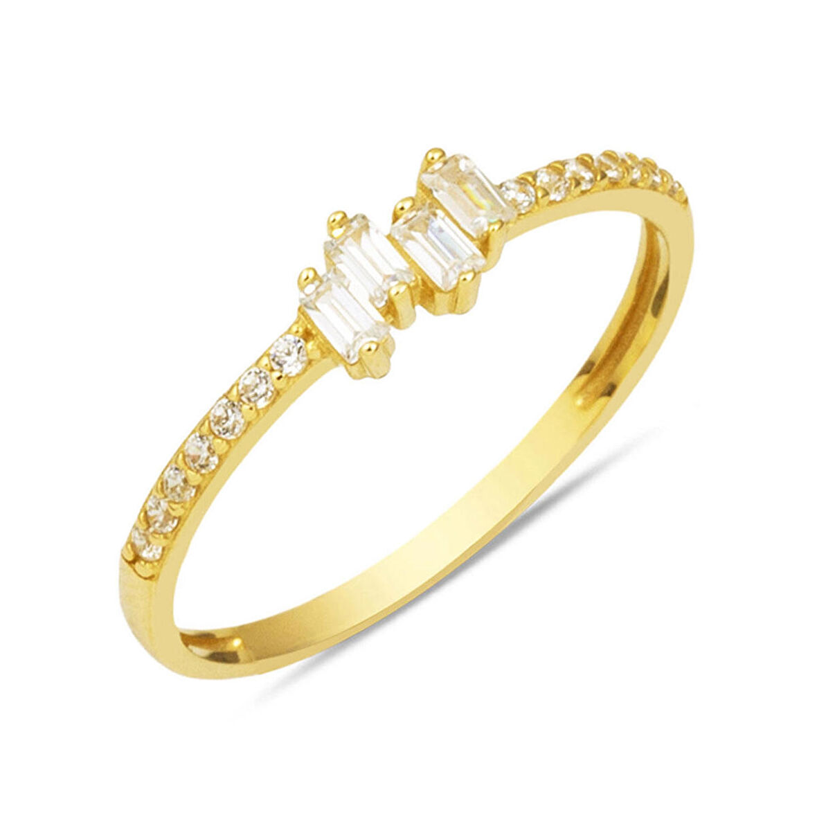 14 Ayar Altın Baget Minimal Yüzük