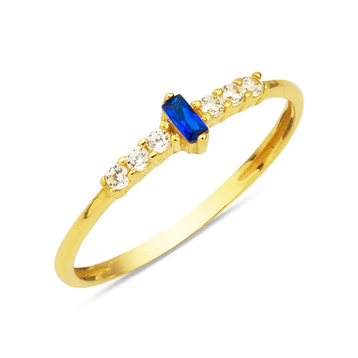 Lacivert Baget Tektaşlı 14 Ayar Altın Yüzük