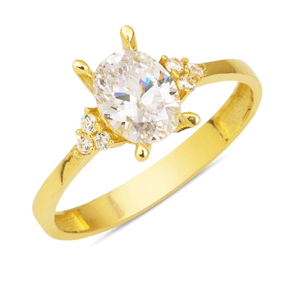 Oval 14 Ayar Altın Tektaş Yüzük