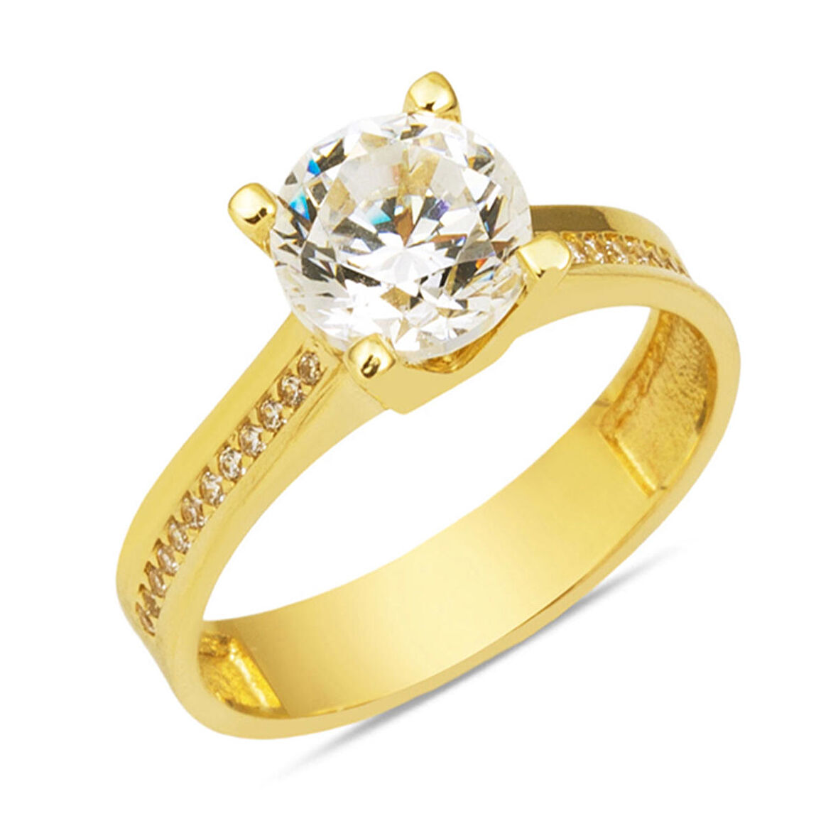 14 Ayar Tektaş Altın Yüzük