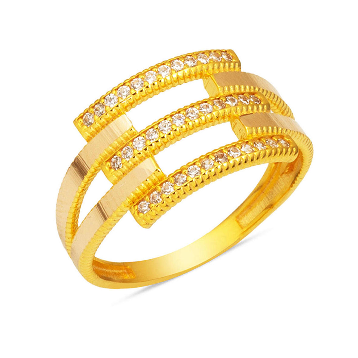 3 Sıra Kaburga 14 Ayar Altın Yüzük