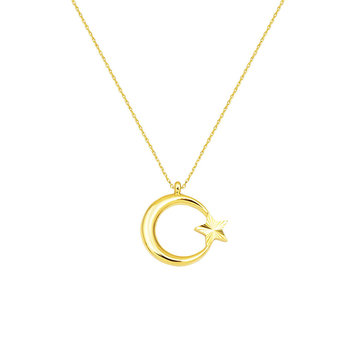 14 Ayar Altın Ayyıldız Kolye