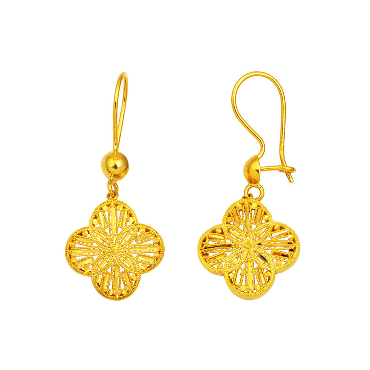 Yaşam Çiçeği Sallantılı 14 Ayar Altın Küpe