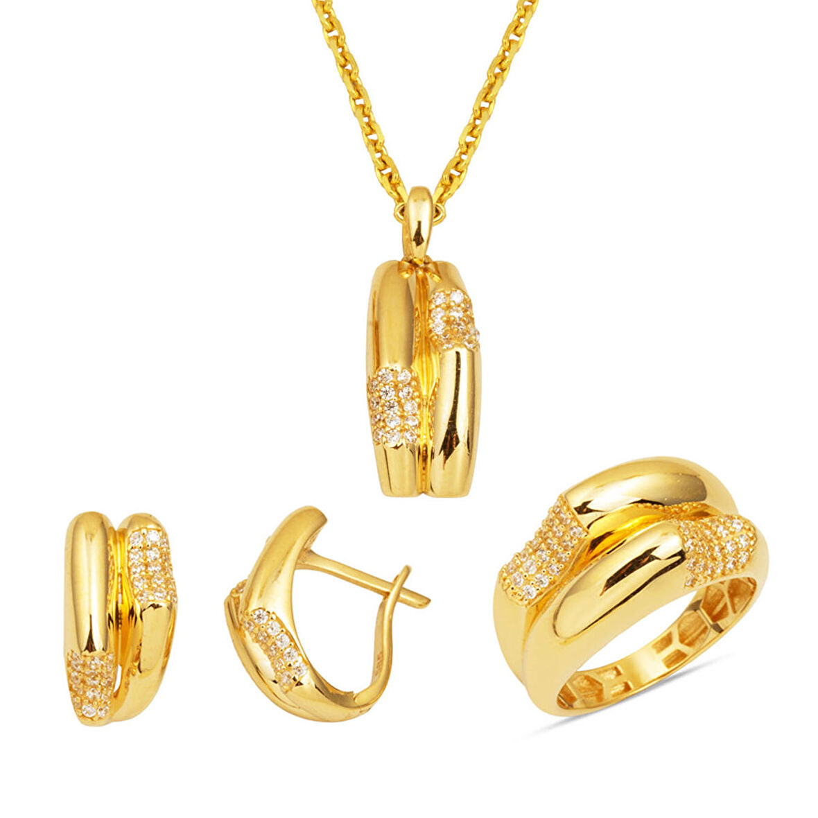 İtalyan Tasarım 14 Ayar Altın Takı Seti