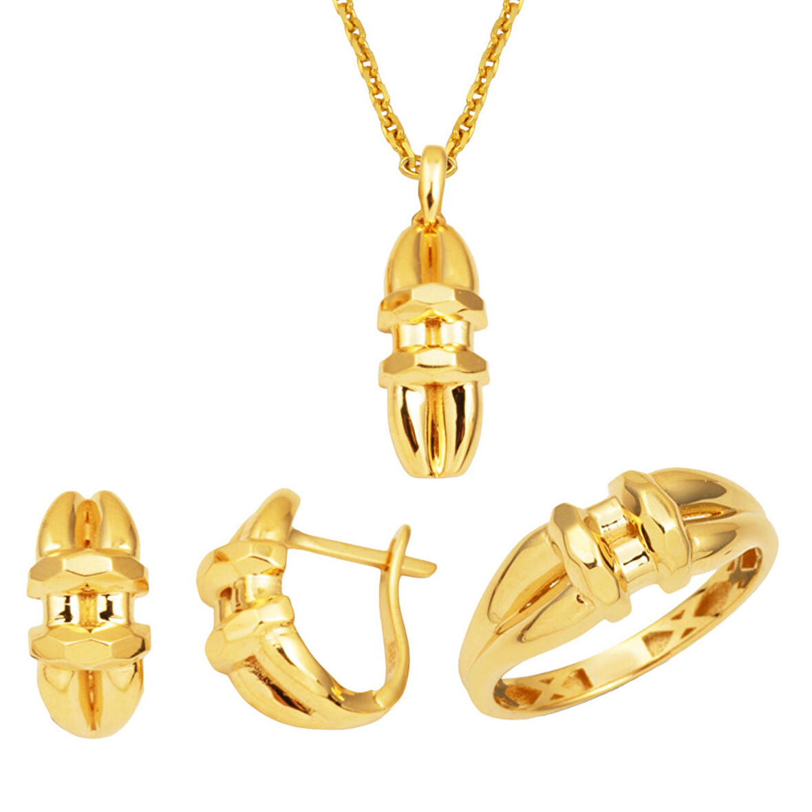 Kristal Düğüm 14 Ayar Altın Takı Seti