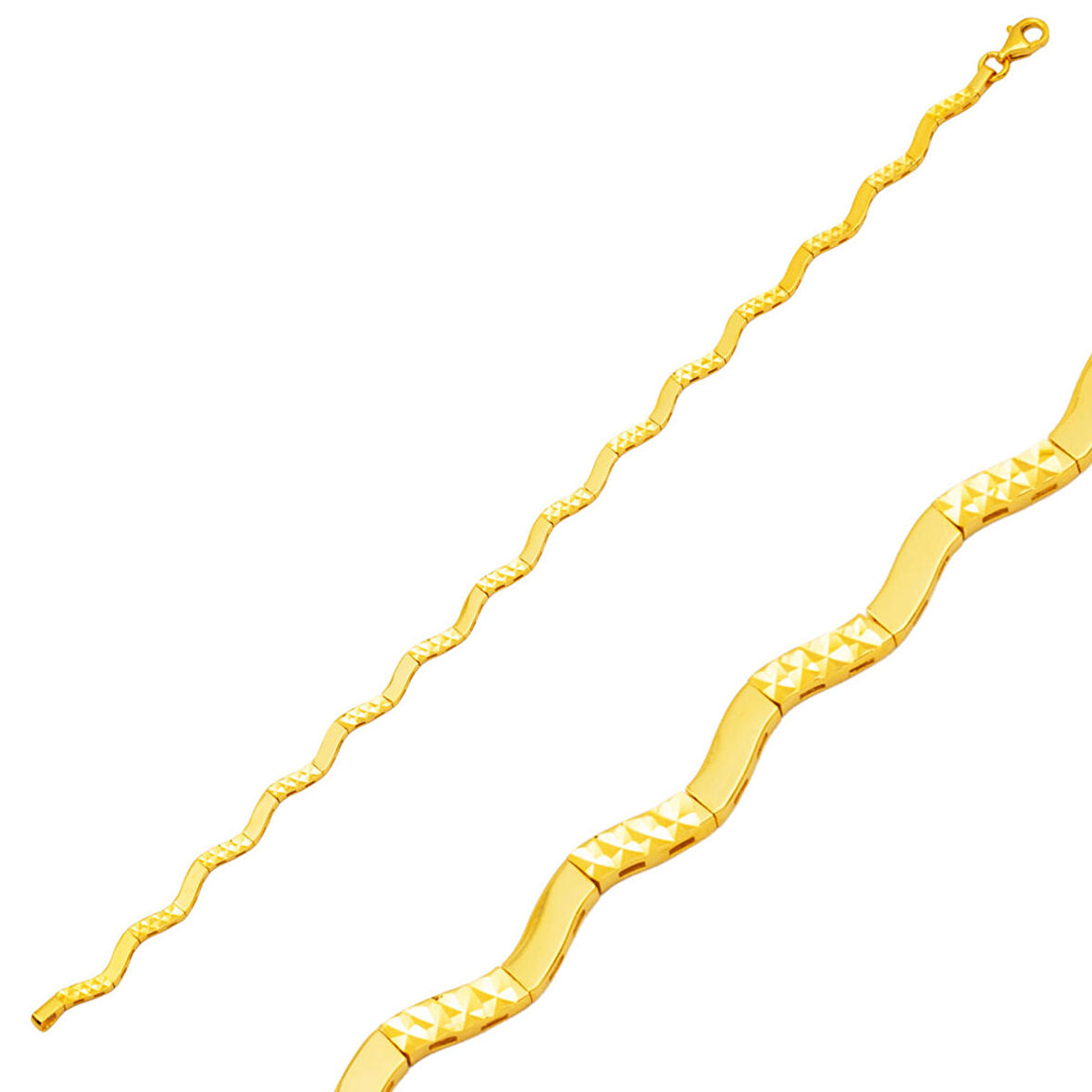 Kalemli Zikzak Ajda 14 Ayar Altın Bileklik