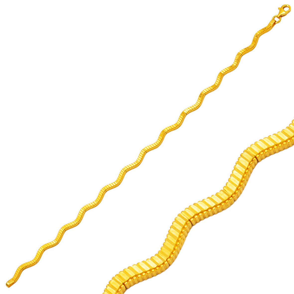 Zikzak Parıltılı Ajda 14 Ayar Altın Bileklik