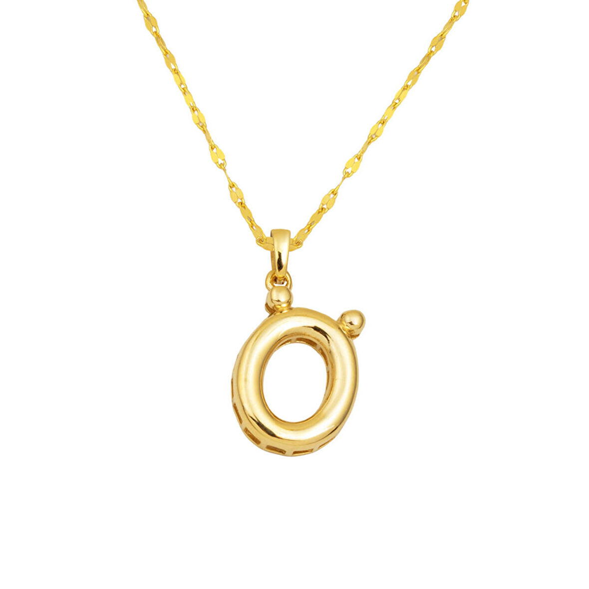 Balon Formlu Ö Harfi Kolye 14 Ayar Altın