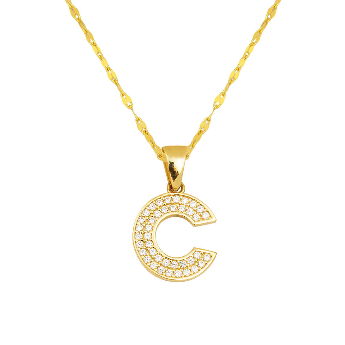 C Harfi 14 Ayar Altın Kolye