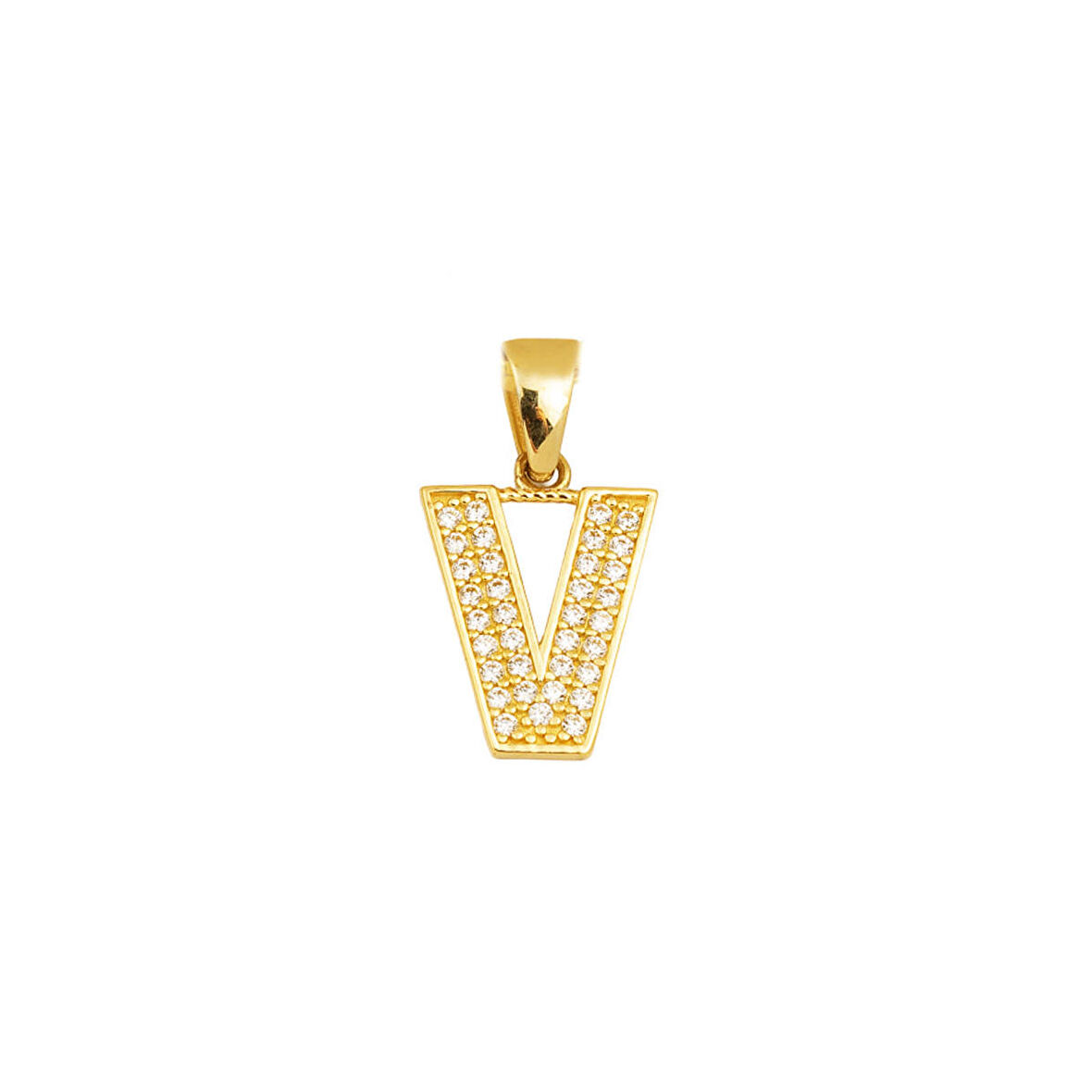 V Harfi 14 Ayar Altın Kolye Ucu
