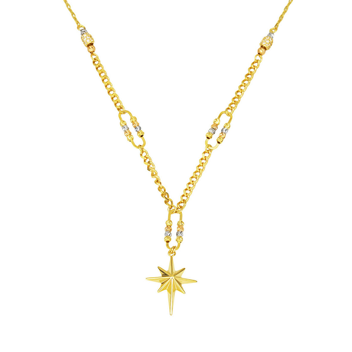 Gurmet Zincirli Kuzey Yıldızı Altın Kolye 14 Ayar