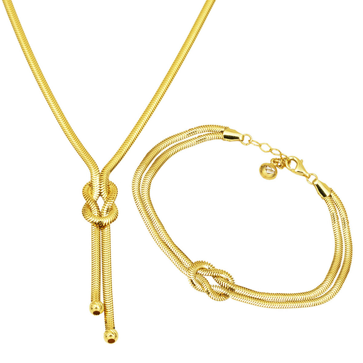 Balıksırtı Zincir Kolye Bileklik Set 14 Ayar Altın