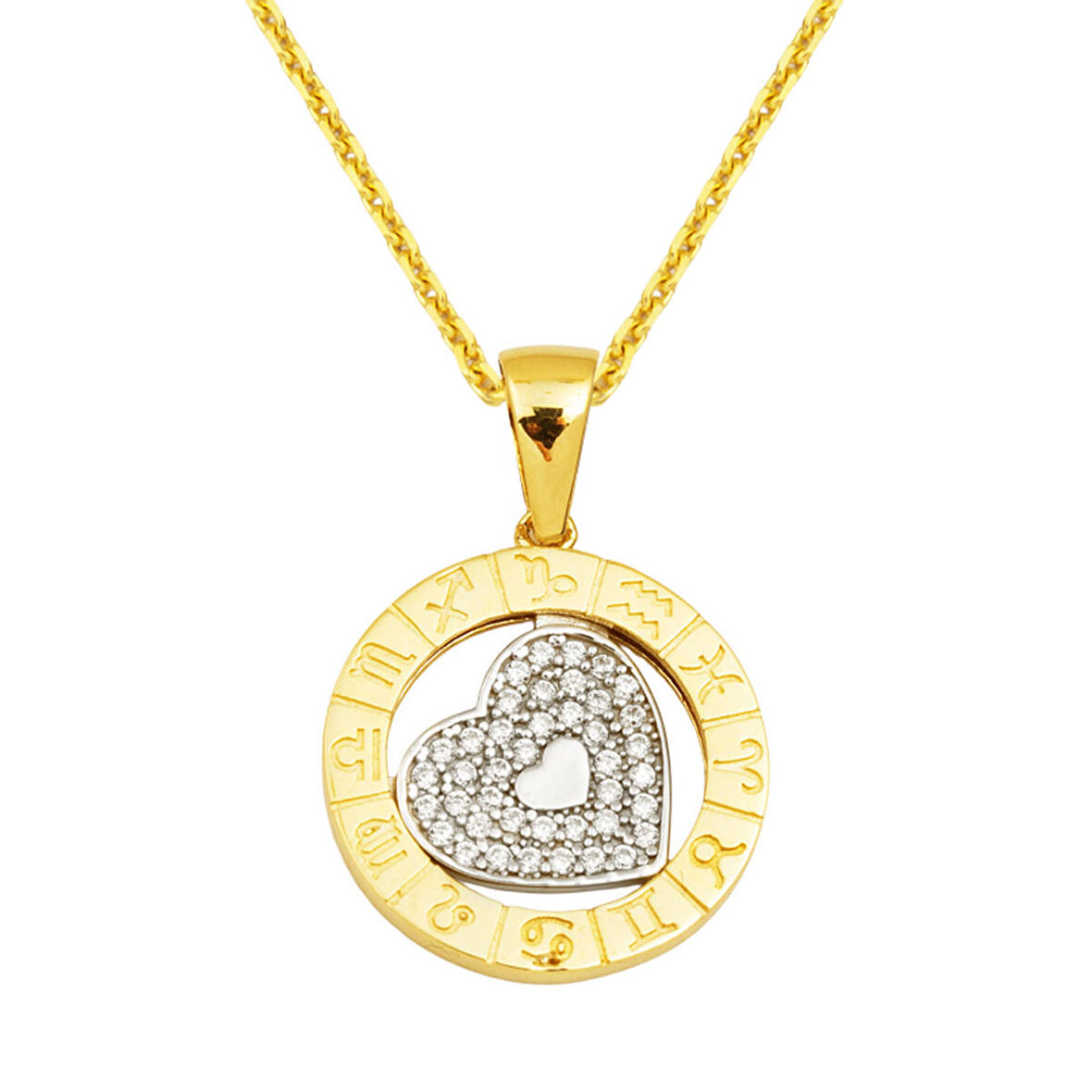 Kalpli Burç Kolye 14 Ayar Altın