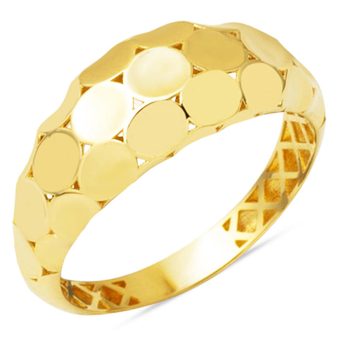 14 Ayar Yuvarlak Desenli Altın Yüzük