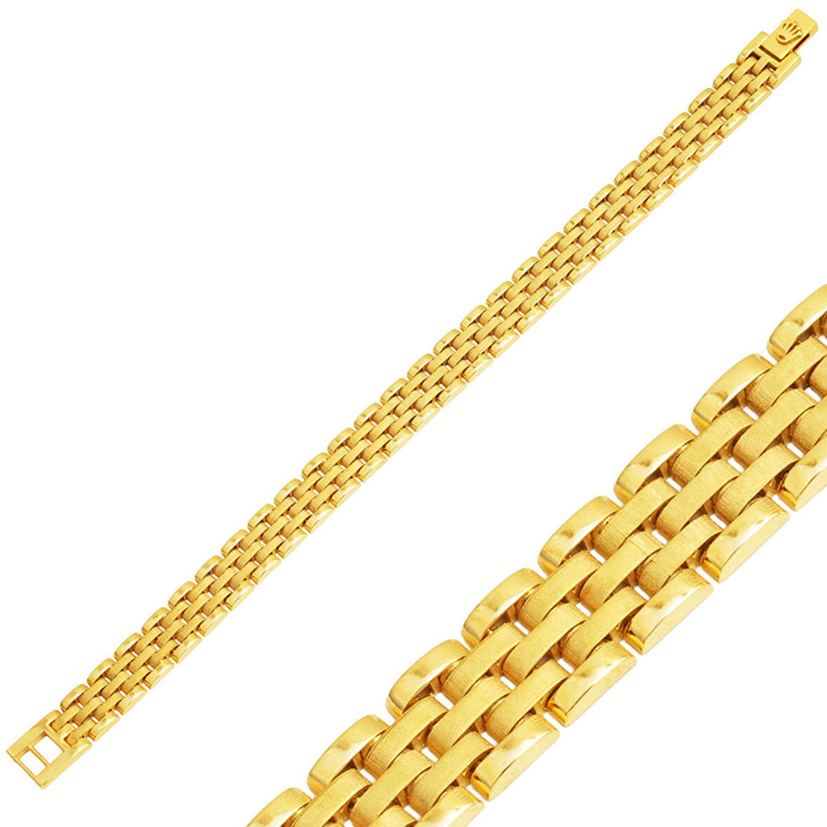 Rolex Kordon Unisex Altın Bileklik 14 Ayar