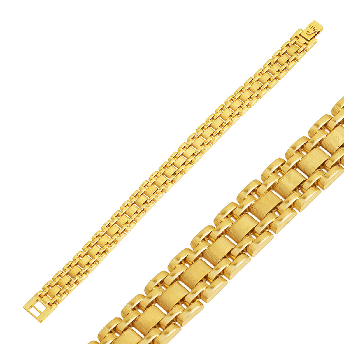 Rolex Tasarım 14 Ayar Altın Unisex Bileklik