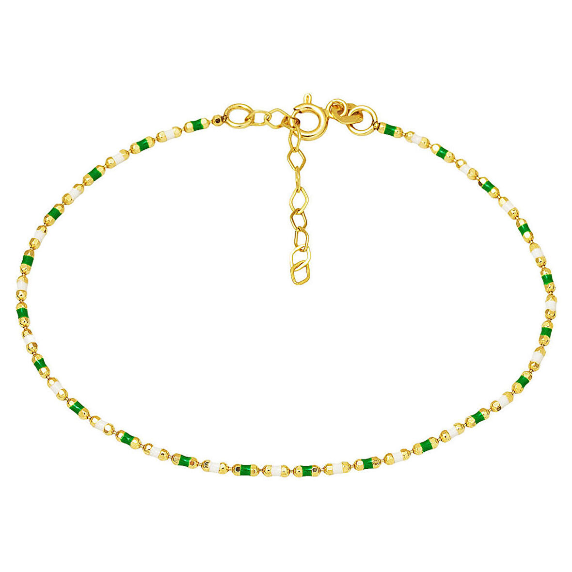 Yeşil Mineli Altın Bileklik 14 Ayar