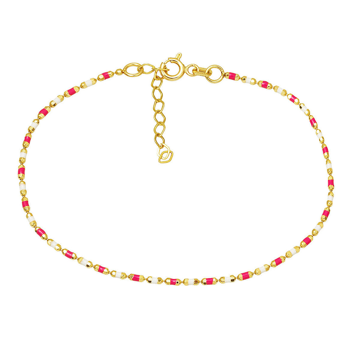 Pembe Mineli 14 Ayar Altın Bileklik