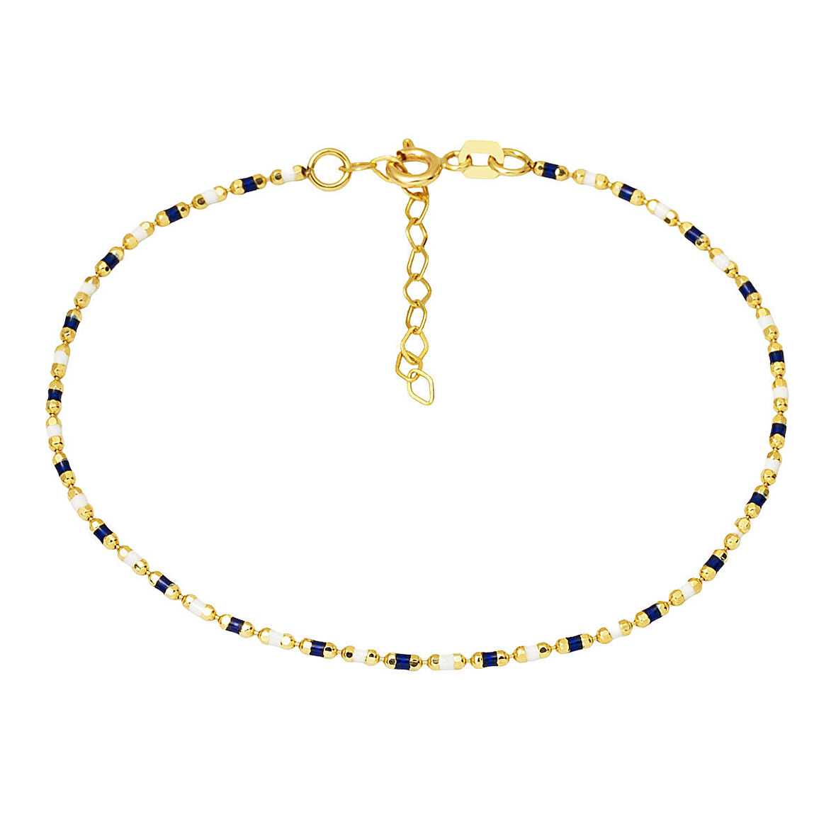 Lacivert Mineli 14 Ayar Altın Bileklik