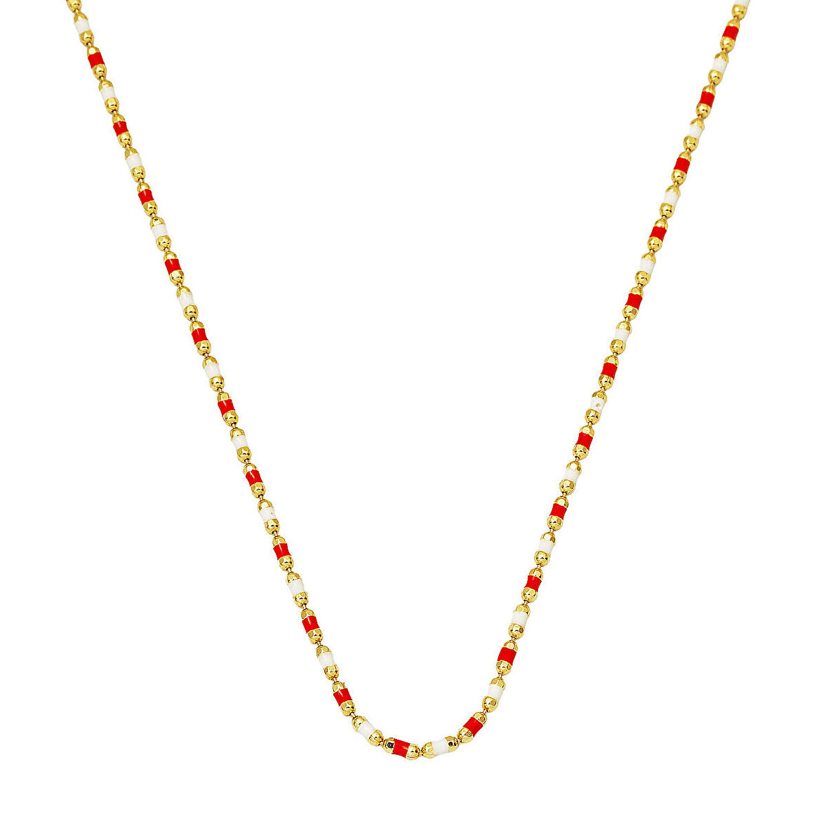 Kırmızı Mineli 14 Ayar Altın Zincir Kolye