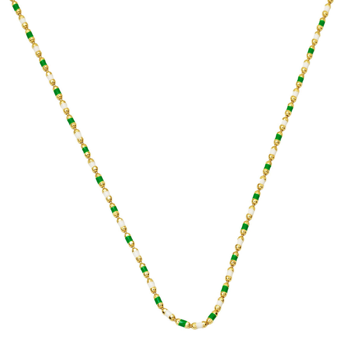 14 Ayar Altın Yeşil Mineli Zincir Kolye